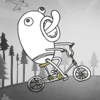 Players in the funny 2D endless runner game Farting Flight use bicycles, boosters, explosions, and the power of 